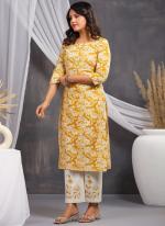 Rayon Khadi Yellow Casual Wear Printed Readymade Cord Set